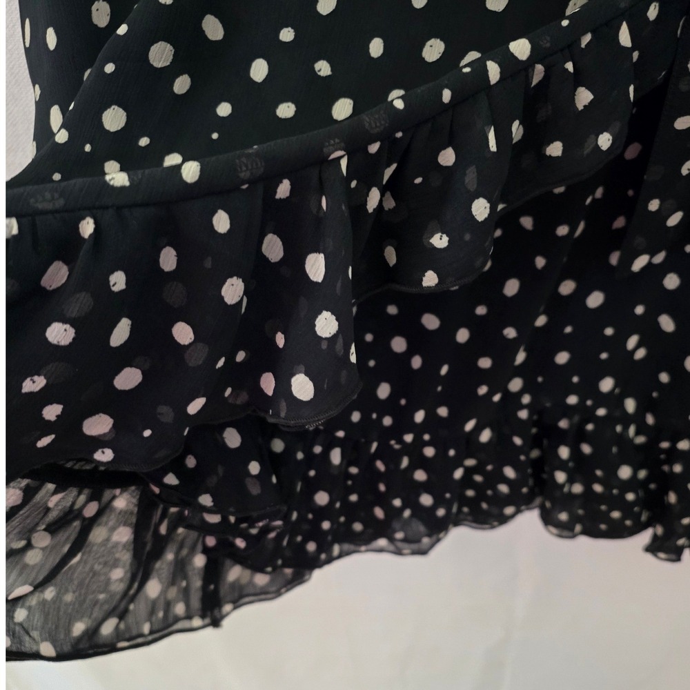 Urban Outfitters Ruffle Trim Rara Polka-Dot Mini-Skirt XL Black Tan Whimsigoth - Picture 7 of 12